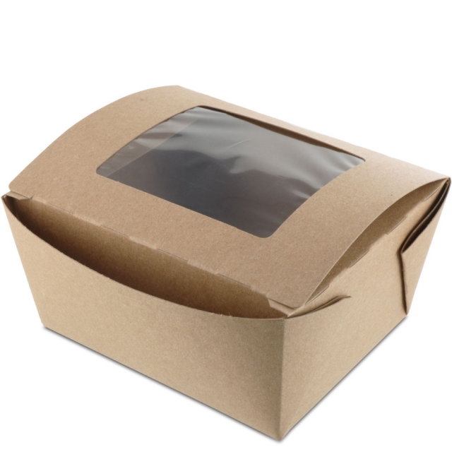 Bio-Plus # 1 VIEW EARTH 100% Recycled Kraft Windowed Take Out Food Container