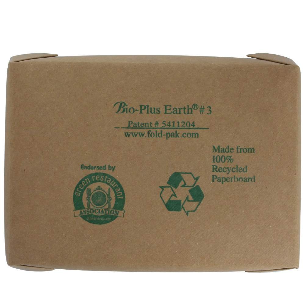 100 RECYCLED BioPlus Earth 3 Brown Kraft Food Boxes BioPlus EARTH