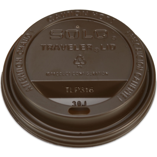 Brown Lids for Disposable Coffee Cups - Sipper / Dome Style - Fits 10, 12, 16, 20, 24 oz. Dart Solo