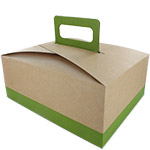Large Citrus Green au Natural Disposable Lunch Box w/ Handle - 9 x 7 x 4 in.