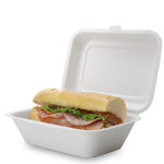 Compostable Clamshell Sandwich Container - 7.2 x 5.4 x 2.6 in.