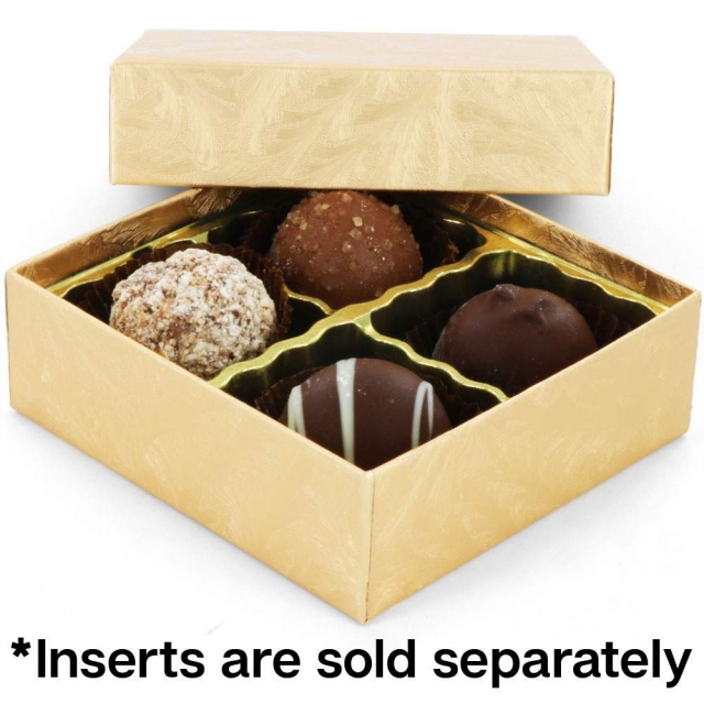 1/8 lb. Elegant Gold Two Part Rigid Candy Boxes - 3.5 x 3.25 x 1.125 in.