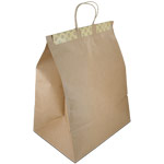 Seal 2 Go - Tamper Evident Natural Kraft Paper Takeout Bags -12 x 15.75 + 8.7 in.