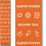 Food Delivery Tamper Evident Labels - Orange - 6.5 x 1.5 in.