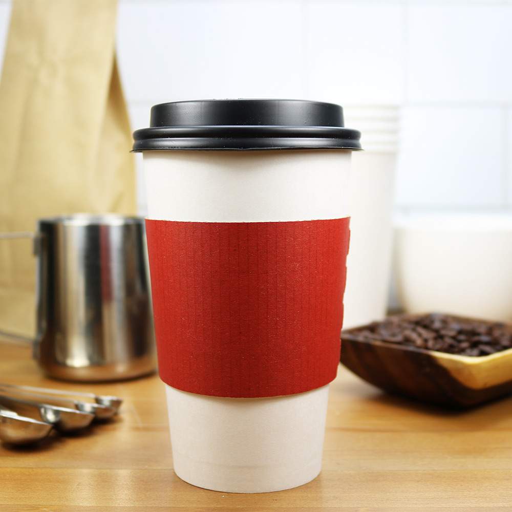 Red Paper Coffee Cup Sleeves - EcoSleeve (12, 16, 20 oz.)