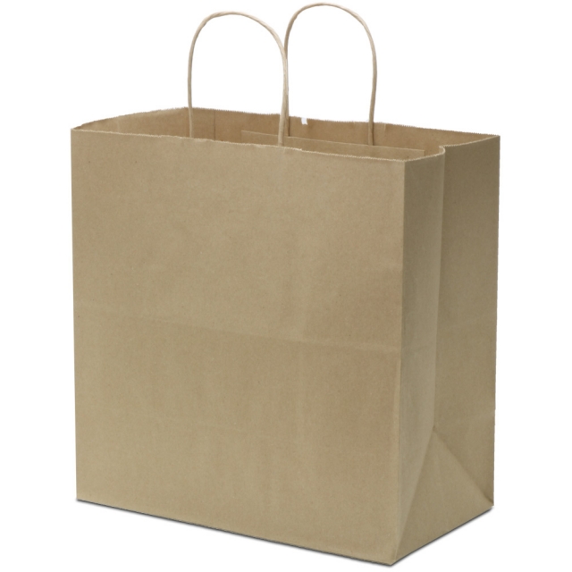 Paper Take Out Bags - Natural Brown Kraft - Twisted Handle 12 x 7 x 12 in.