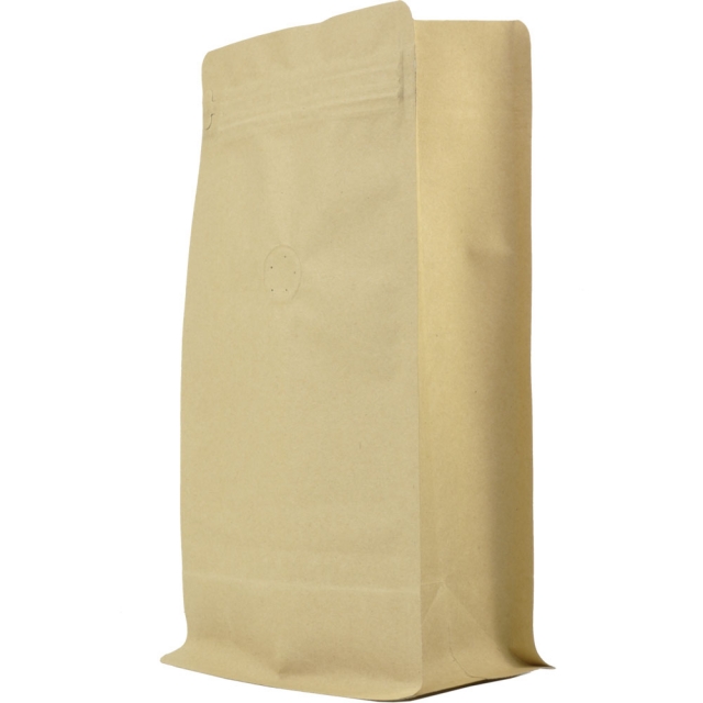 Wide Top Zipper Seal Kraft Coffee Bag with Valve - 1 lb.