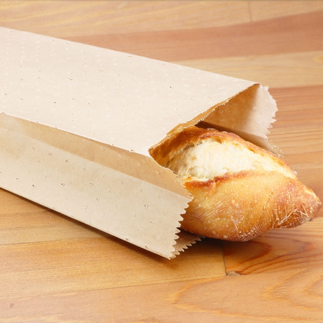Kraft Paper Bread Bags with Mirco-Perforations - 4.375 x 2.5 x 13.875 in.