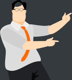 Businessman pointing to right