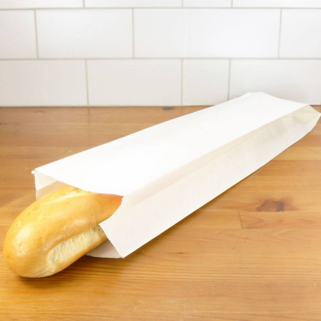 White Paper Bags for Bread / Bakery - 5.25 x 3.25 x 18 in.
