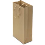 Double Bottle Natural Kraft Euro-tote Wine Bags / Gift Bags with Natural Kraft Colored Rope Handles
