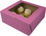 10 x 10 x 4" Pink Pastry Bakery Boxes with Window