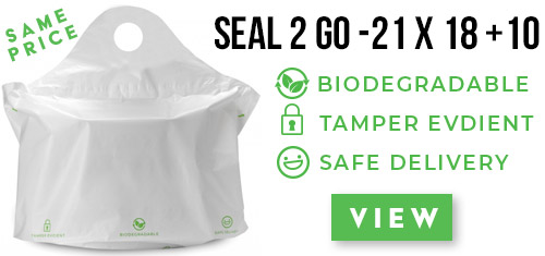 Tamper Evident Plastic Takeout Bags - 21 x 18 + 10 in.
